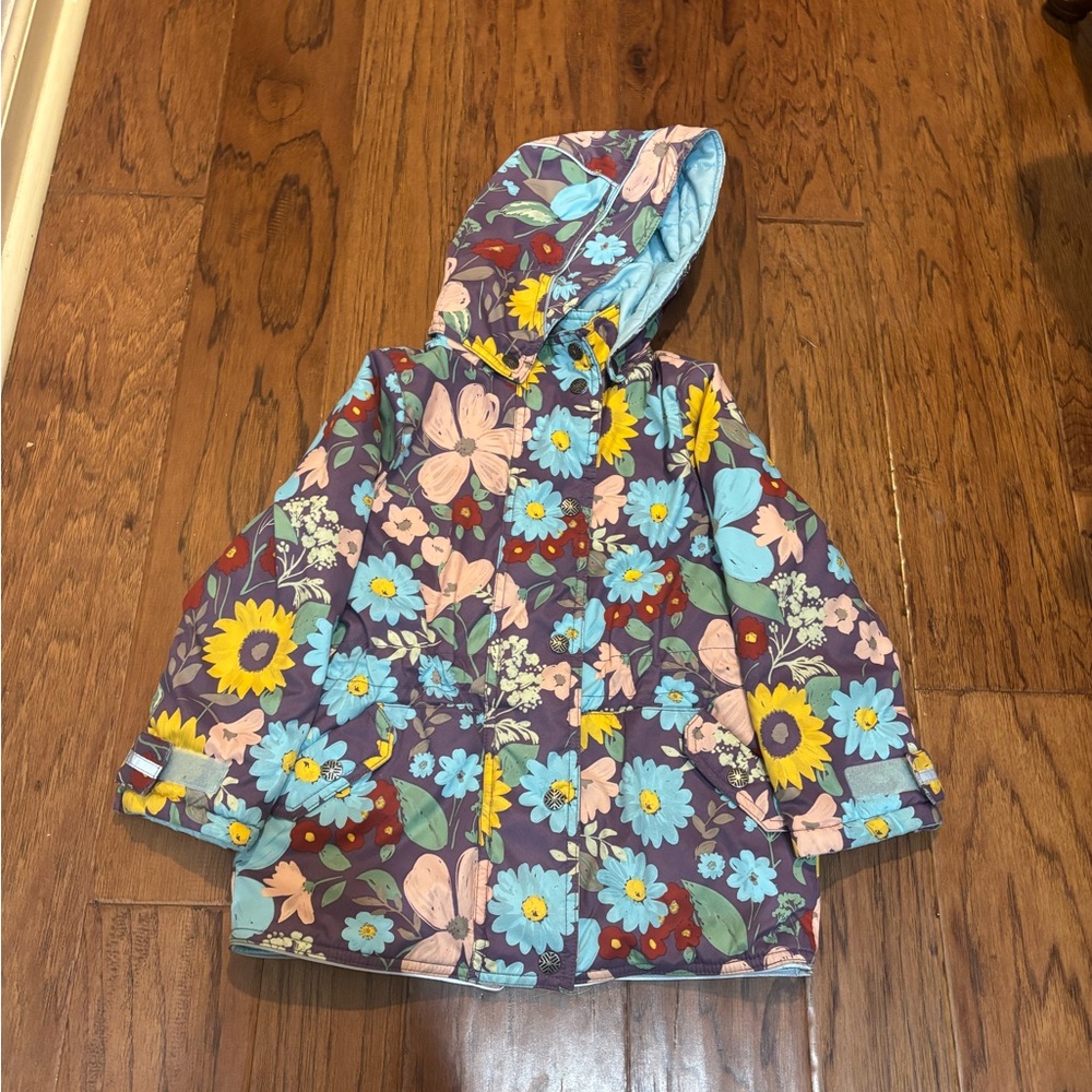 Hanna Andersson Floral Hooded Winter Parka Coat | Size 110 (4–5Y)